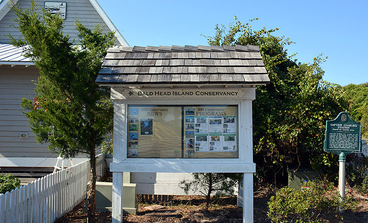 Bald Head Island Conservancy sign and historic marker