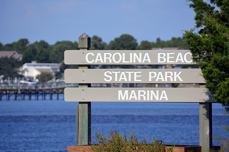 Carolina Beach State Park marina sign