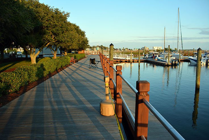 Waterfront walk at Southport Marina
