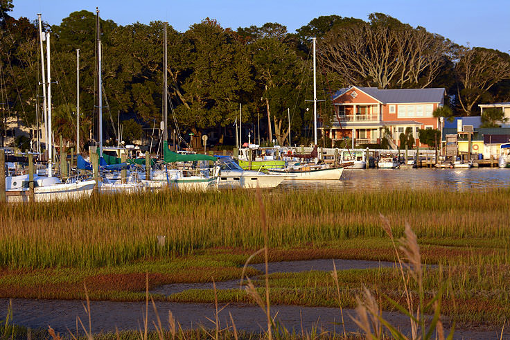 A view from the Marsh Walk in Southport, NC